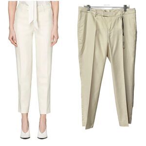 Suistudio NWT 8 Women's Off-White Cotton-Silk Mid-Rise Straight-Leg Trouser Pant